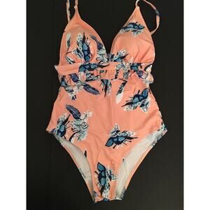 Medium TengWeng Monokini Peach One Piece Women's Swimsuit New Padded